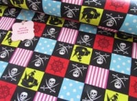 Pirate Patchwork Black by Rose & Hubble 100% Cotton