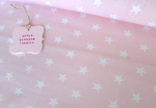 White Stars on Baby Pink by Rose & Hubble 100% Cotton