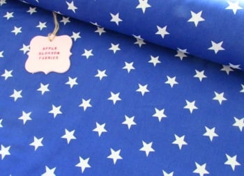 White Stars on Royal Blue by Rose & Hubble 100% Cotton