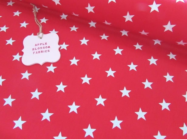 White Stars on Red by Rose & Hubble 100% Cotton