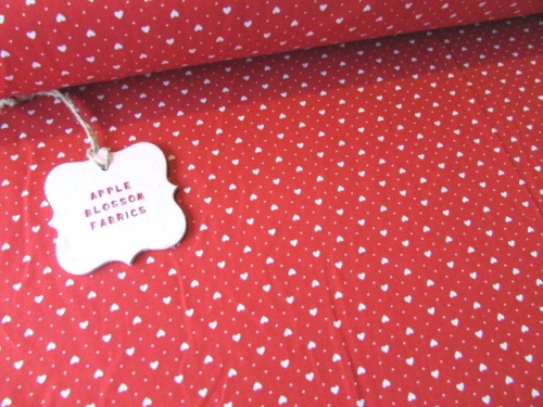 Mini Hearts & Spots Red by Rose & Hubble 100% Cotton