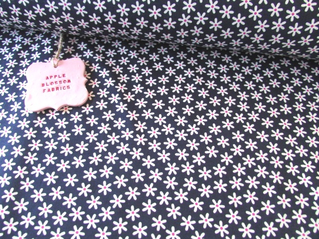 Crazy Daisy Small Navy by Rose & Hubble 100% Cotton