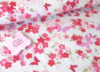 Floral Butterflies Ivory 100% Cotton