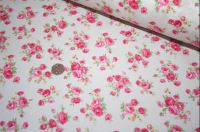 Amelia Pink Rose Floral Ivory 100% Cotton