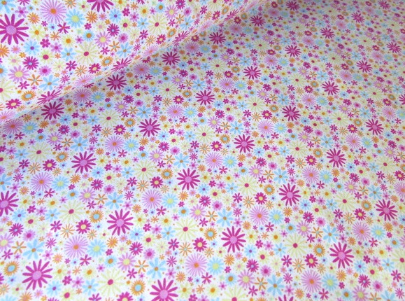 Zoe Flower Splash Bright Pink by Rose & Hubble 100% Cotton
