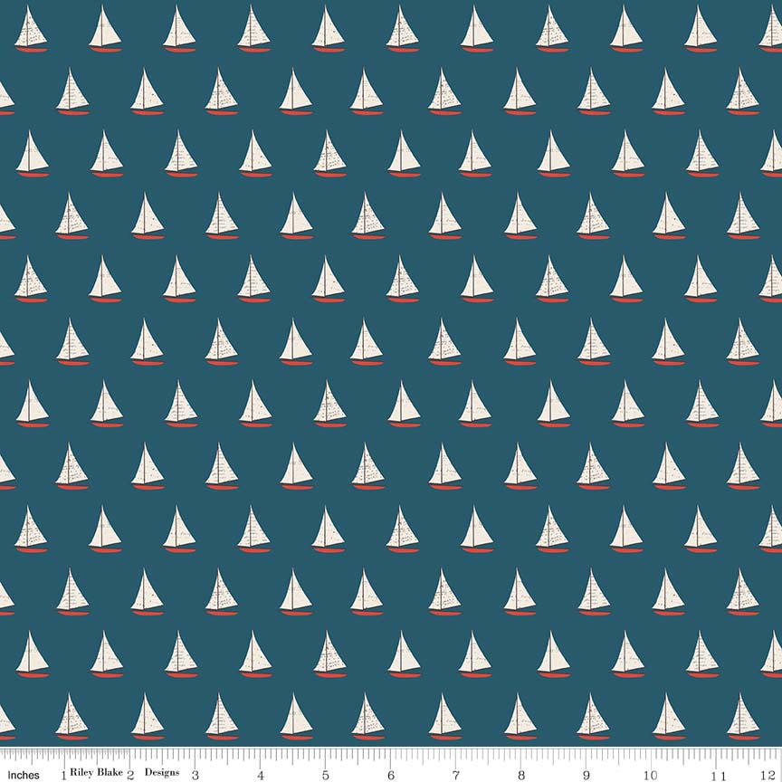Offshore Sailboat Blue by Riley Blake Designs 100% Cotton