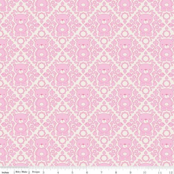 Teddy Bear Picnic Damask Pink by Riley Blake Designs 100% Cotton