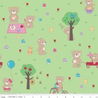 Teddy Bear Picnic Main Green by Riley Blake Designs 100% Cotton