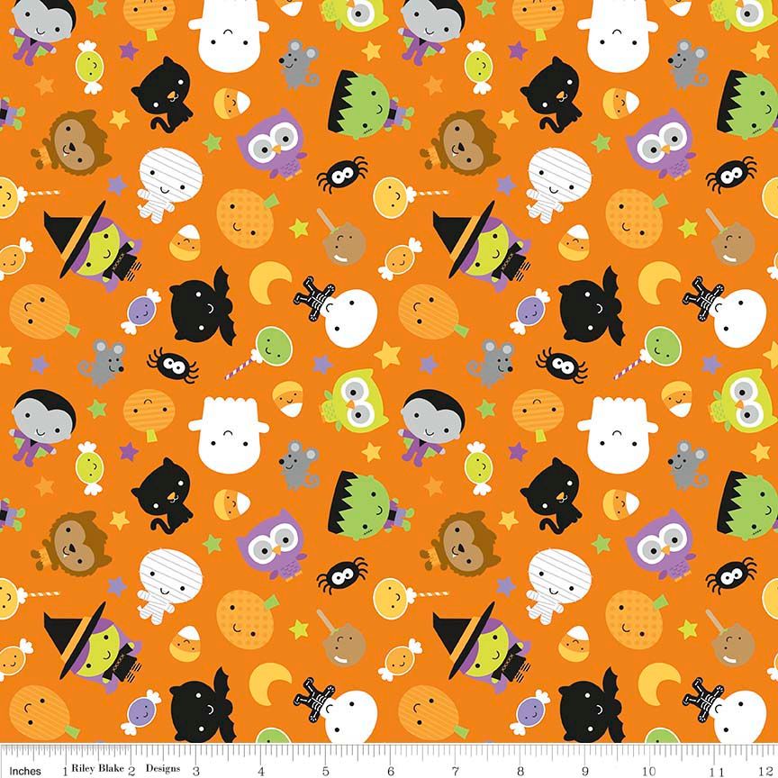 Ghouls and Goodies Main Orange by Riley Blake Designs 100% Cotton 39 x 106 cm