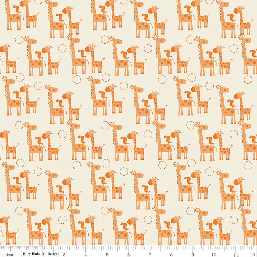 Giraffe Crossing 2 Giraffes Orange by Riley Blake Designs 100% Cotton