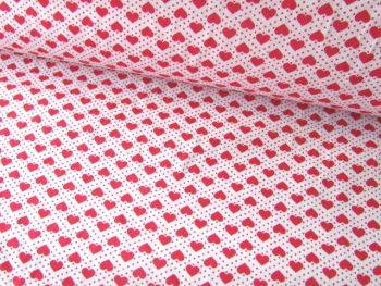 Red Hearts and Spots on White Rose & Hubble 100% Cotton