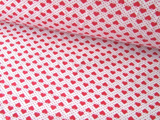 Red Hearts and Spots on White Rose & Hubble 100% Cotton