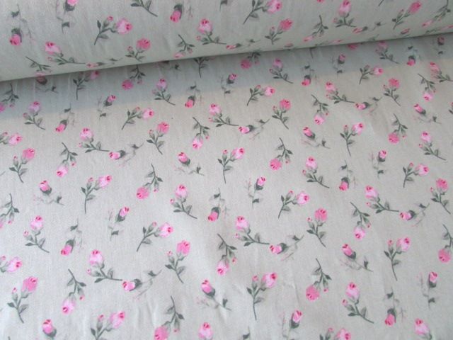 Spring Rosebuds on Sage Green by Rose & Hubble 100% Cotton