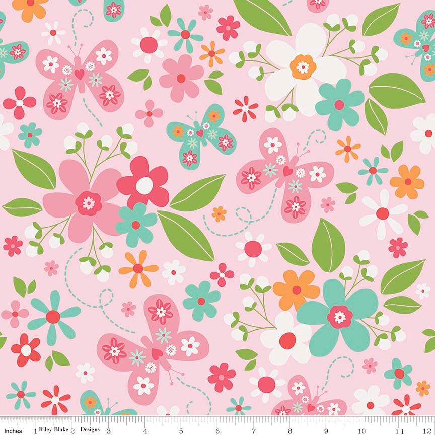 Garden Girl Main Pink by Riley Blake Designs 100% Cotton