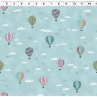 All Afloat Balloons Blue by Clothworks 100% Cotton