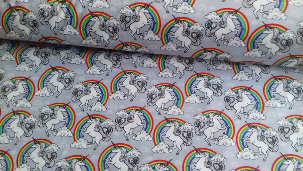 Unicorns & Rainbows Silver by Rose & Hubble 100% Cotton