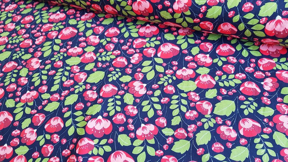 Gabriella Floral on Navy by Rose & Hubble 100% Cotton