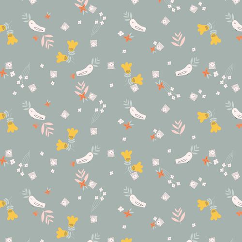 Emi & The Bird Birds Grey by Dashwood Studio 100% Cotton