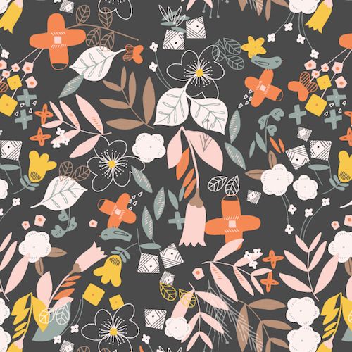 Emi & The Bird Floral Charcoal by Dashwood Studio 100% Cotton