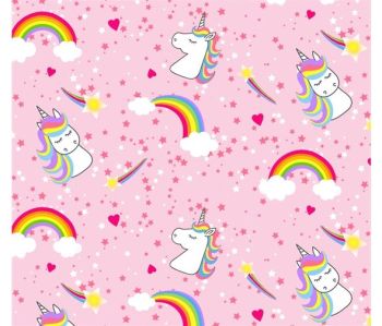 Emelia's Dream Unicorns Rainbows Pink by Blank Quilting 100% Cotton