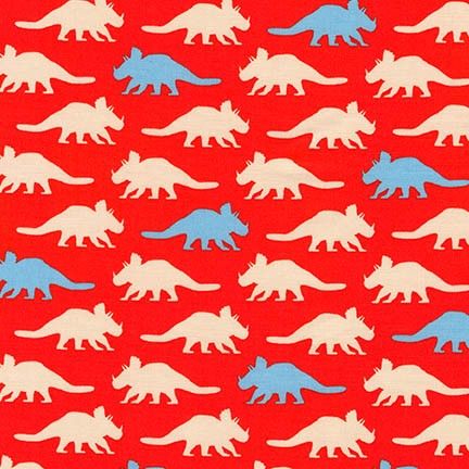 Prehistoric Pals Dinosaurs Red by Robert Kaufman Fabrics 100% Cotton
