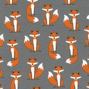 Fabulous Foxes Grey by Robert Kaufman Fabrics 100% Cotton 30 x 110cm