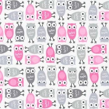 Urban Zoologies Minis Owls Pink by Robert Kaufman Fabrics 100% Cotton