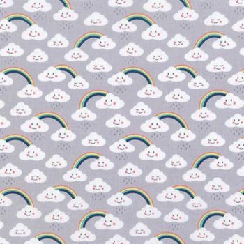 Daydreamer Clouds Rainbows Grey by Robert Kaufman Fabrics 100% Cotton 32 x 110cm