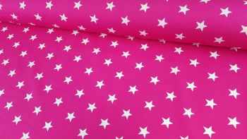White Stars on Cerise Pink by Rose & Hubble 100% Cotton