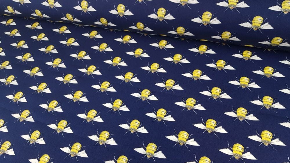 Bees on Navy Blue by Rose & Hubble 100% Cotton