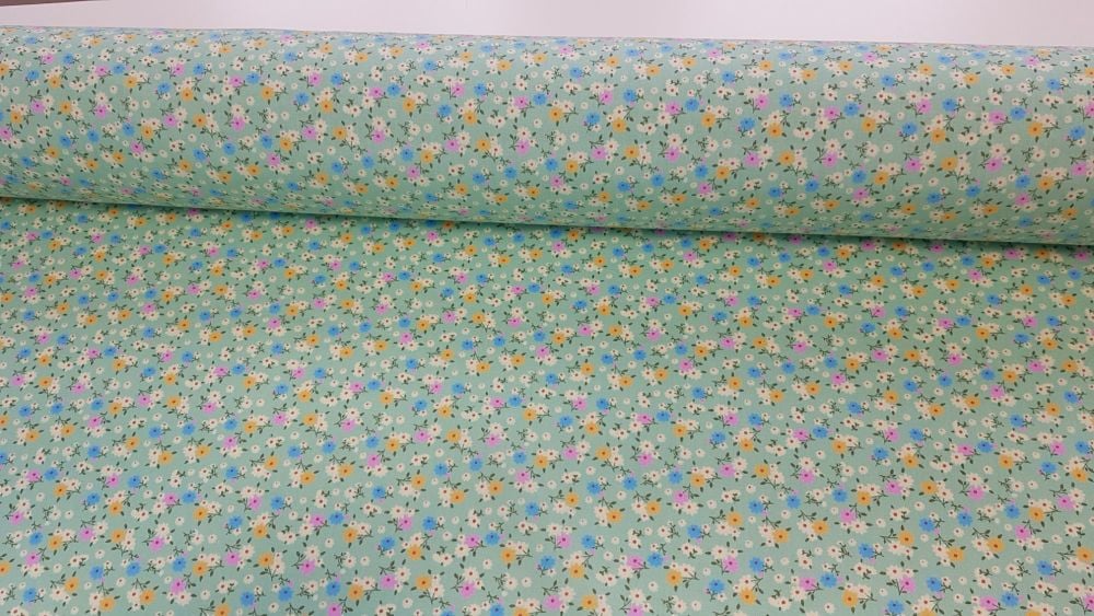 Maisy Ditsy Floral Green by Rose & Hubble 100% Cotton