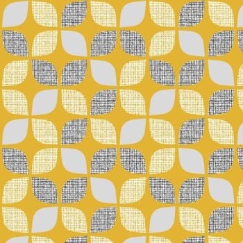 Nesting Birds Leaves Mustard Extra Wide Linen Mix by Dashwood Studio