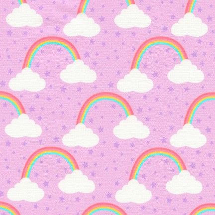 Chasing Rainbows Princess Purple Rainbow Clouds by Robert Kaufman Fabrics 1