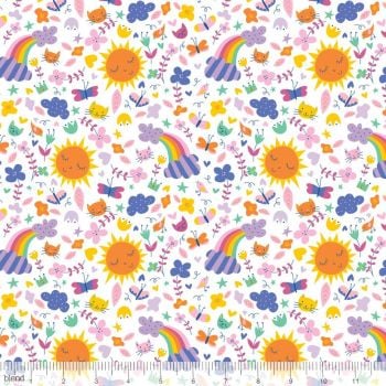 Happy Sunshine & Rainbows White by Blend Fabrics 100% Cotton 37 x 110cm