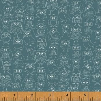 Whoos Hoo Owl Print Blue by Windham Fabrics 100% Cotton