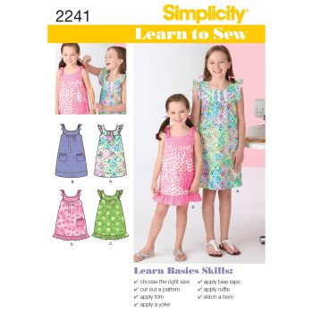Simplicity Learn to Sew Childs & Girls Dress Pattern 2241 Size HH (3,4,5,6)