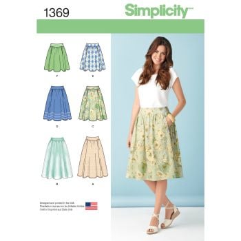Simplicity Ladies Misses Skirt Three Lengths Pattern 1369 Size R5 (14,16,18,20,22)
