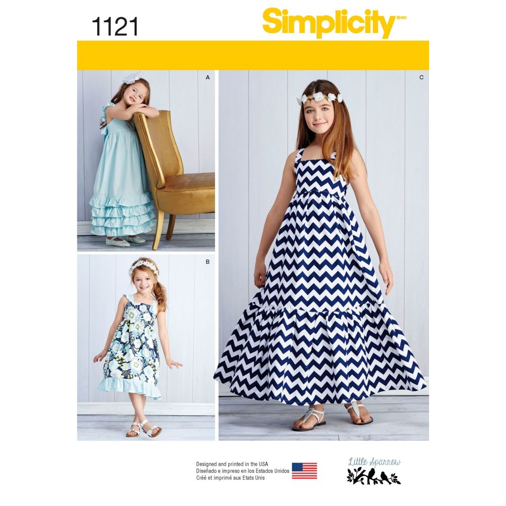 Simplicity Girls Summer Dress Pattern 1121 Size HH (3,4,5,6)