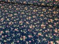 Mia Flowers on Navy 100% Cotton Extra Wide