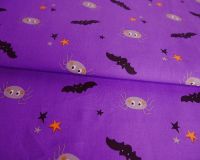 Spiders & Bats on Purple 100% Cotton Extra Wide