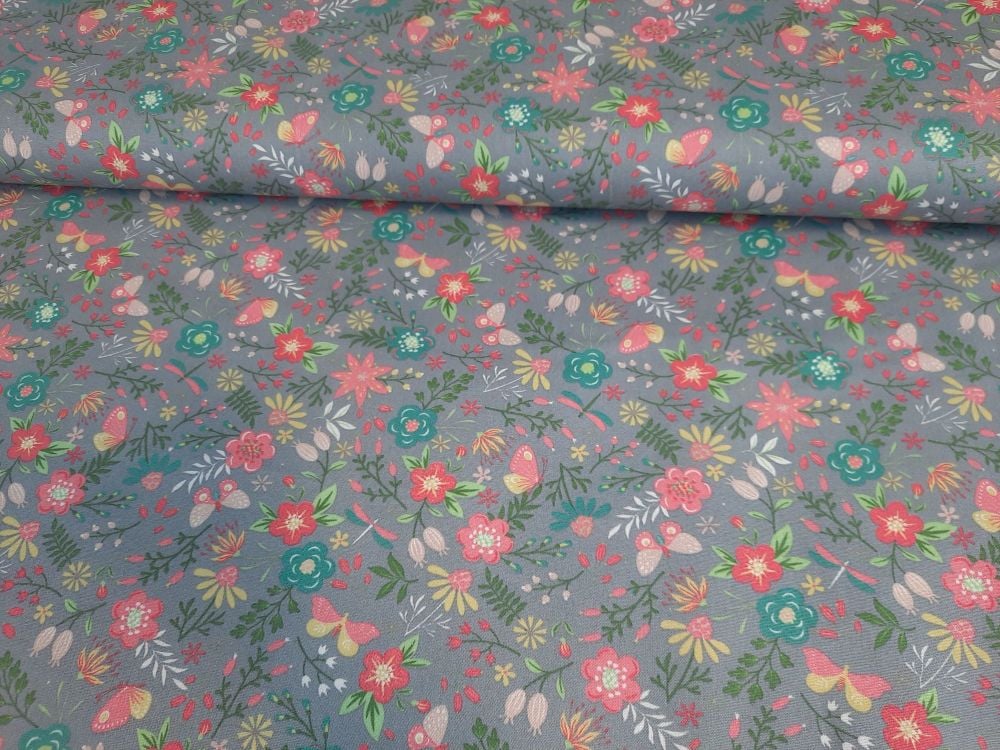 Freya Grey Floral by OjuTie Collection Extra Wide