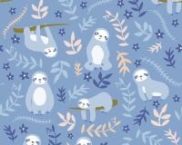 Sloths on Blue 100% Cotton Extra Wide Little Johnny Collection
