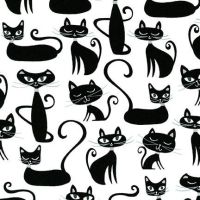 Whiskers & Tails Cats Sophisticate Silhouette Cats by Robert Kaufman Fabrics 100% Cotton