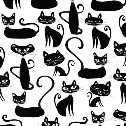 Whiskers & Tails Cats Sophisticate Silhouette Cats by Robert Kaufman Fabric
