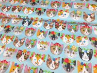 Whiskers & Tails Cats Faces & Flowers by Robert Kaufman Fabrics 100% Cotton