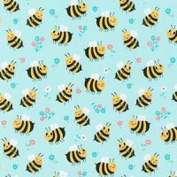 Bees Knees Bumble Bee Spring Blue by Robert Kaufman Fabrics 100% Cotton