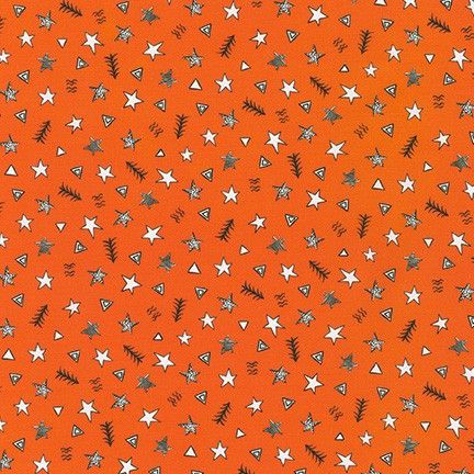 Neighbourhood Pals Orange Stars Triangles by Robert Kaufman Fabrics 100% Co