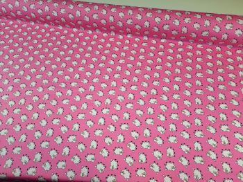 Fluffy Sheep on Pink by Rose & Hubble 100% Cotton