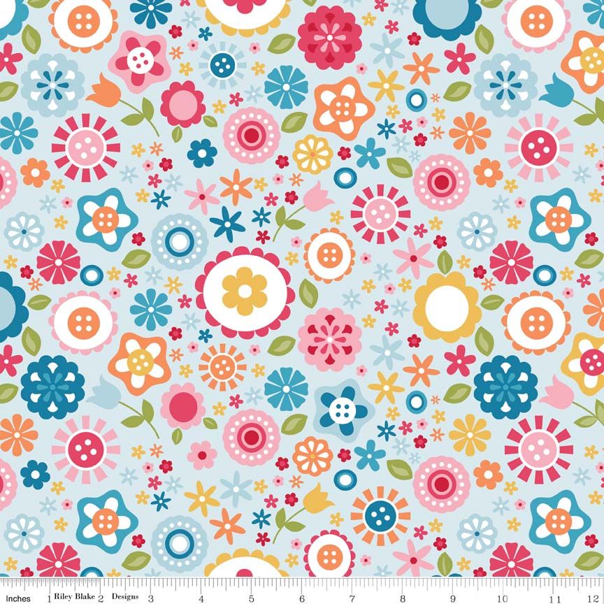 Fine and Dandy Floral Blue by Riley Blake 100% Cotton 46 x 110 cm