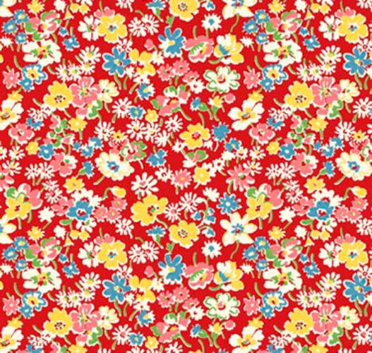 Toy Chest Florals Red by P & B Textiles 100% Cotton 33 x 112 cm